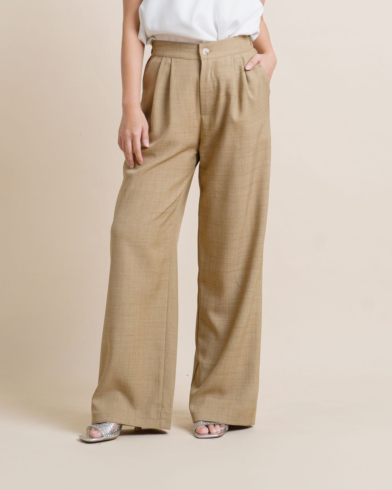 CNY Mandarin Wide Leg Brown Pants – 288935