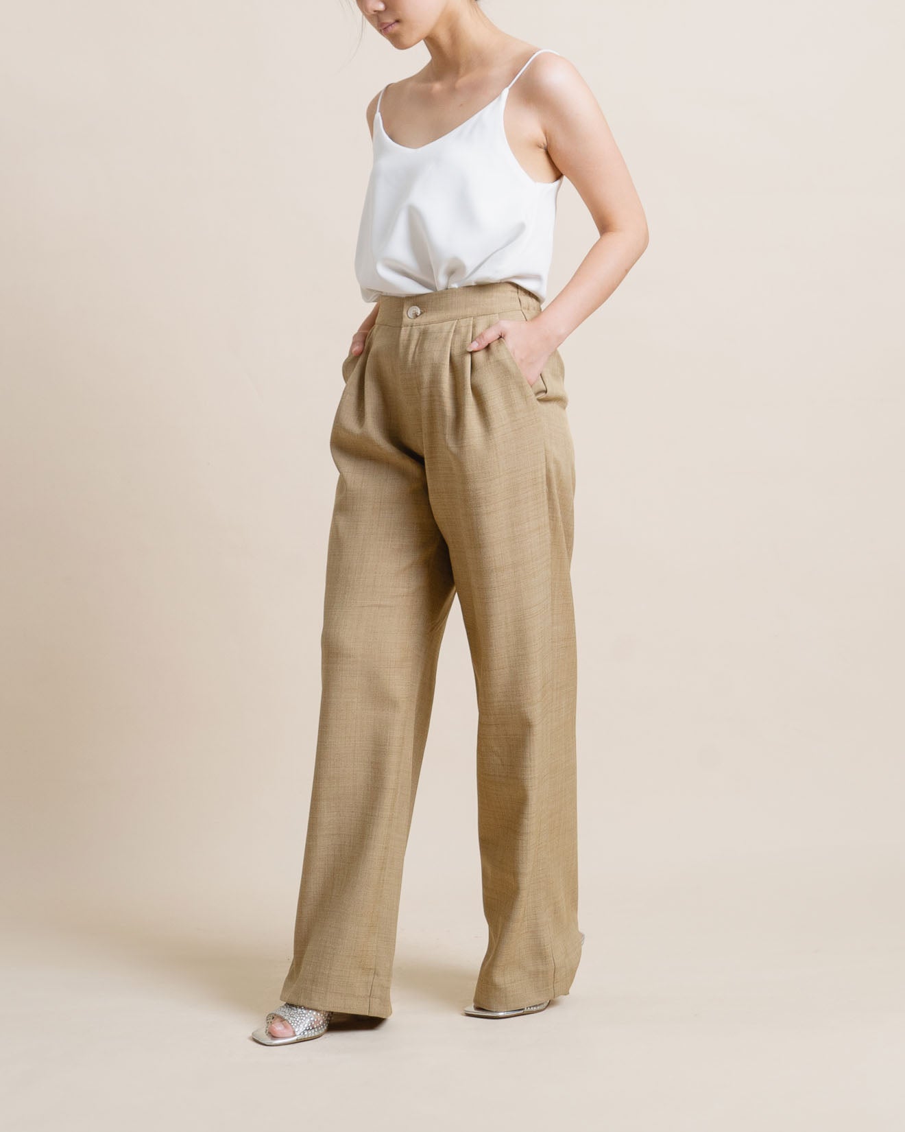 CNY Mandarin Wide Leg Brown Pants – 288935