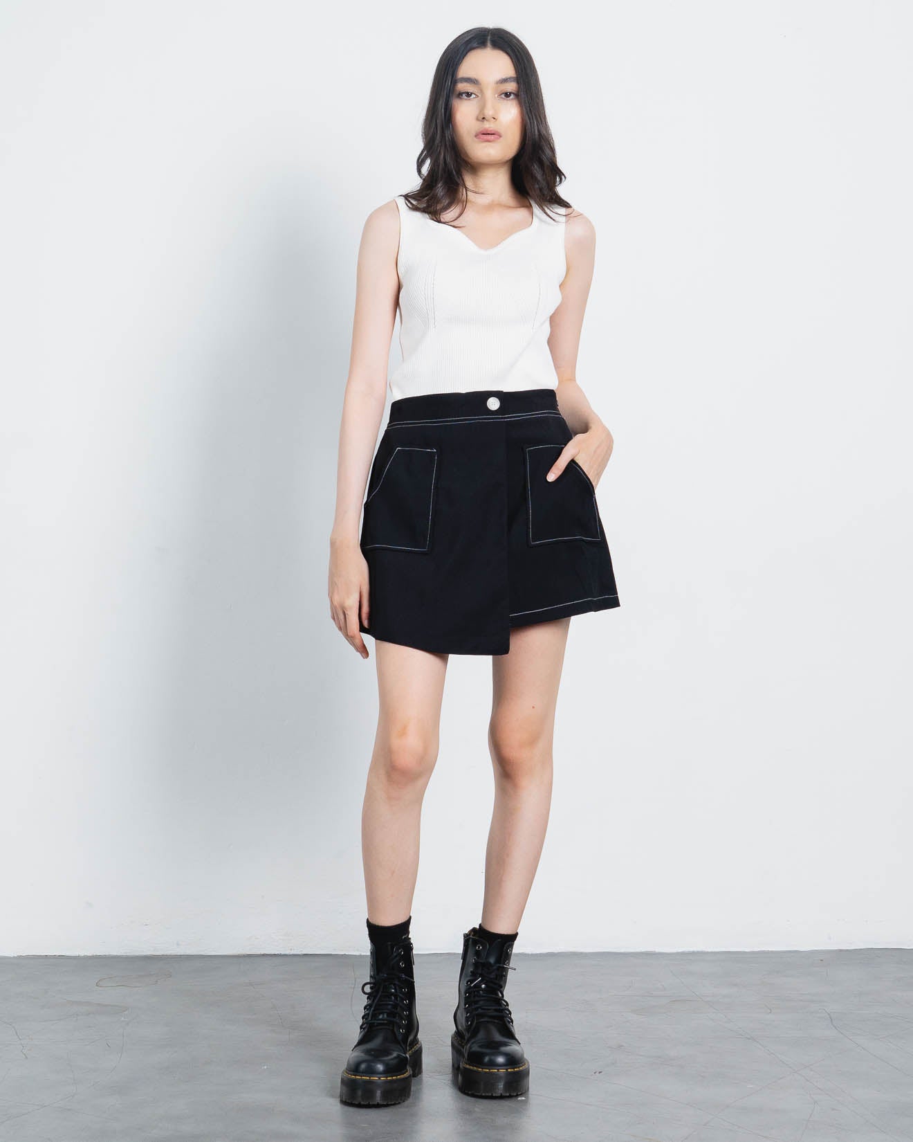 Acha Sinaga – Ara Wrap Black Skort – 288976