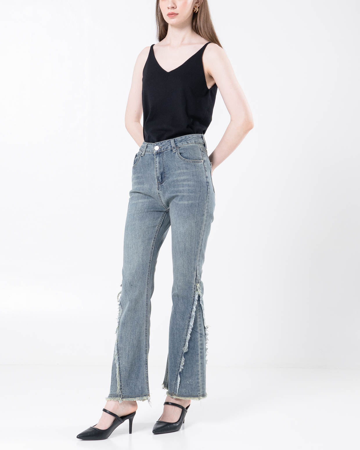 Arla Fringe Cut-Bray Denim Pants – Celana Panjang Wanita - 289814