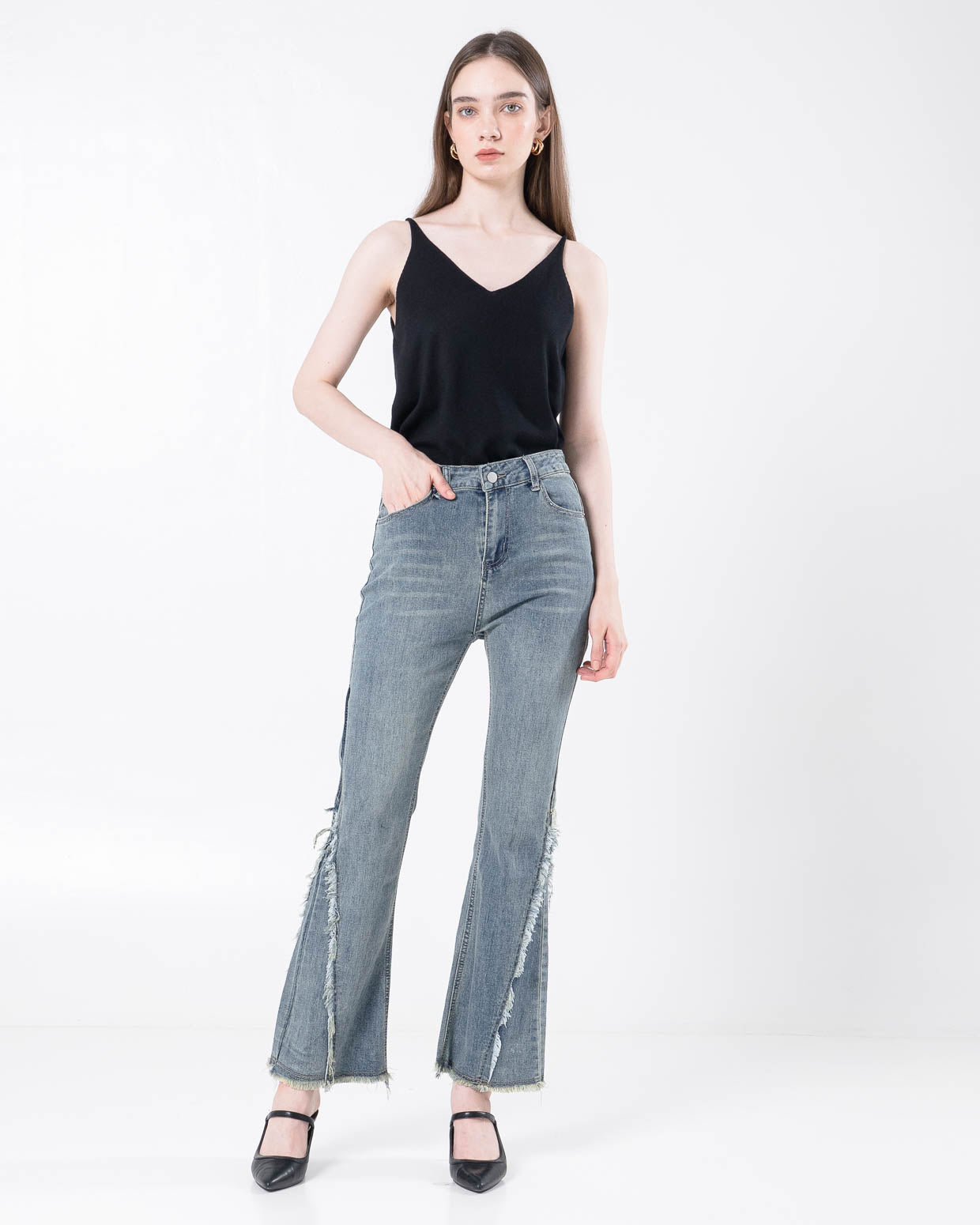 Arla Fringe Cut-Bray Denim Pants – Celana Panjang Wanita - 289814