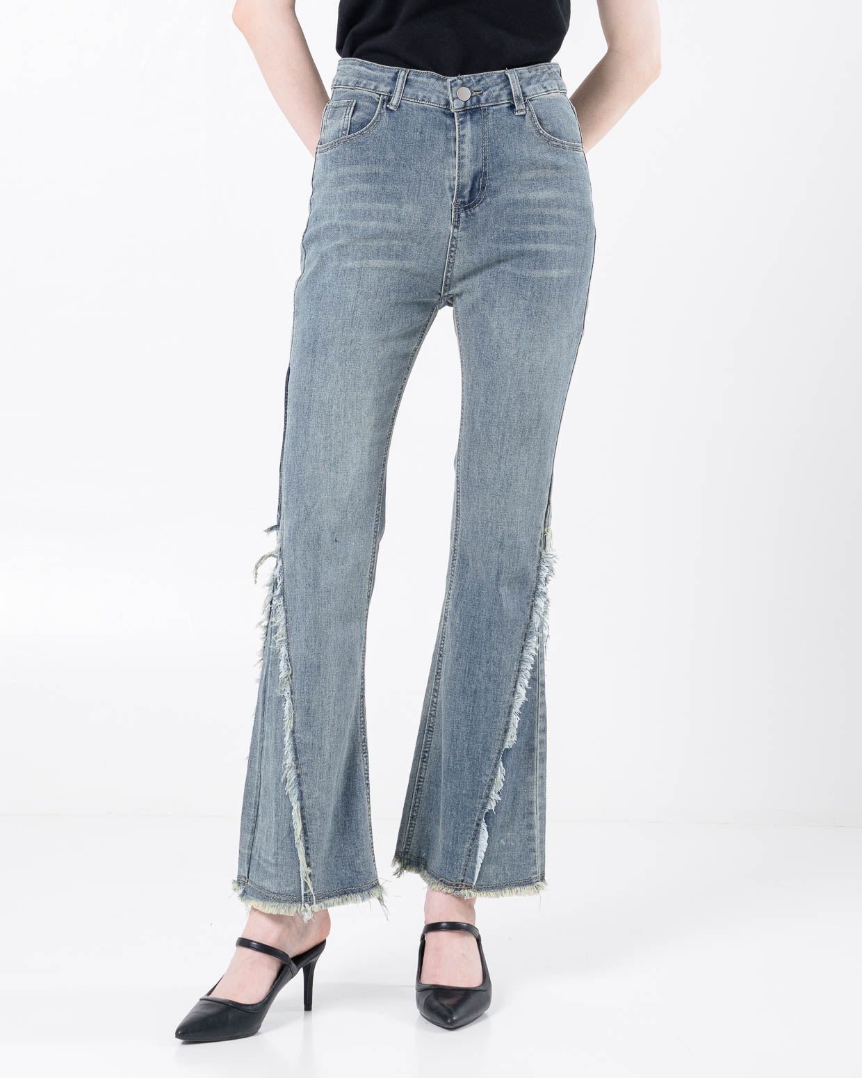 Arla Fringe Cut-Bray Denim Pants – Celana Panjang Wanita - 289814