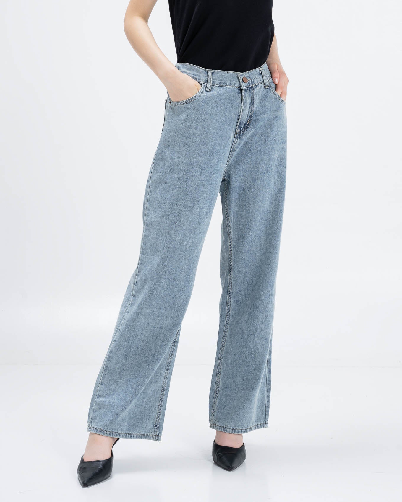 Sean Straight Leg Light Denim Pants – Celana Panjang Kulot Wanita - 289824