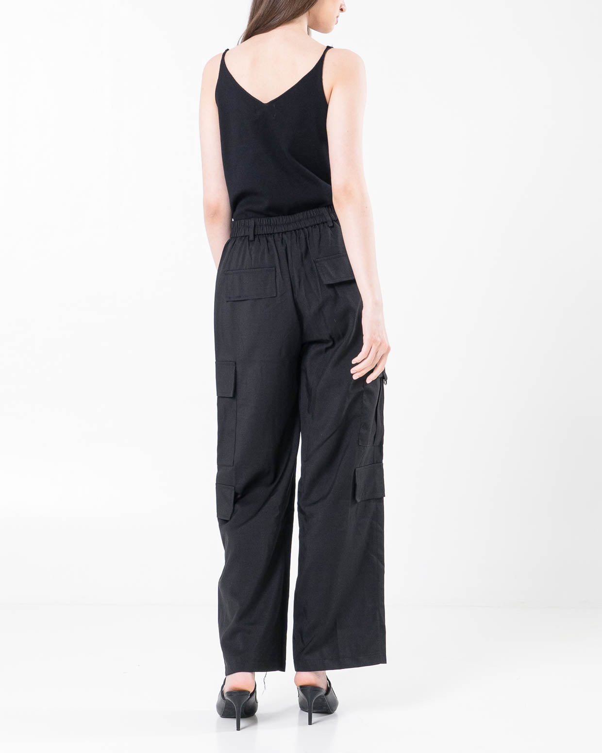 Salome Cargo Wide Leg Black Pants – Celana Cargo Wanita Casual - 289921