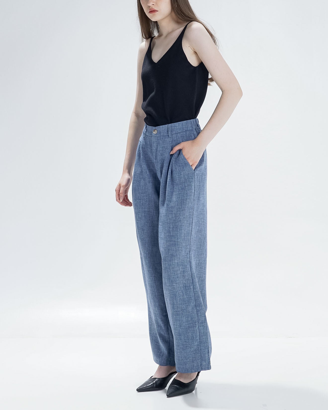 Nolan Textured Denim Pants – Celana Panjang Wanita - 289949