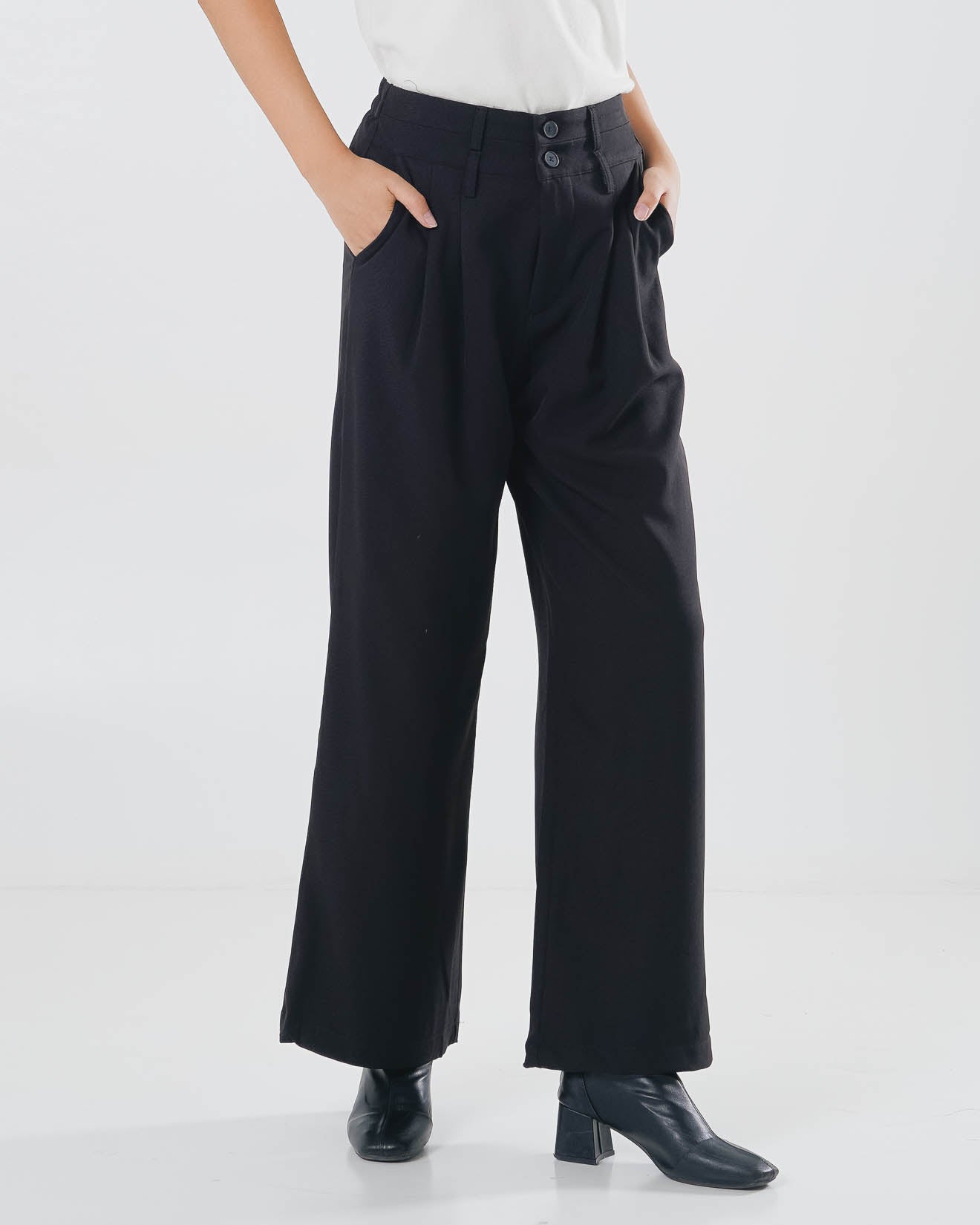 Aiden High Waist Oversized Black Pants – Celana Panjang Formal Wanita - 289959