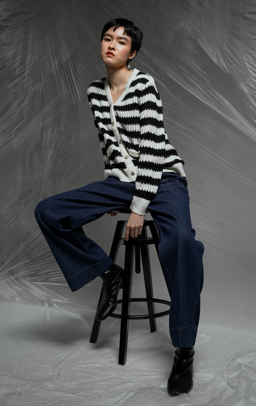 Celina Cardigan Black Striped