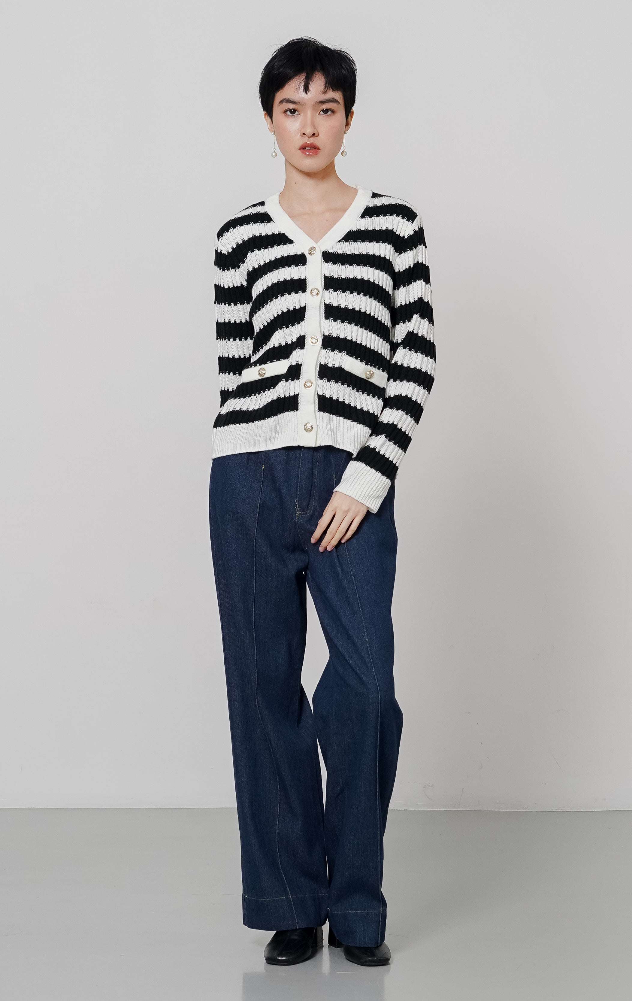 Celina Cardigan Black Striped