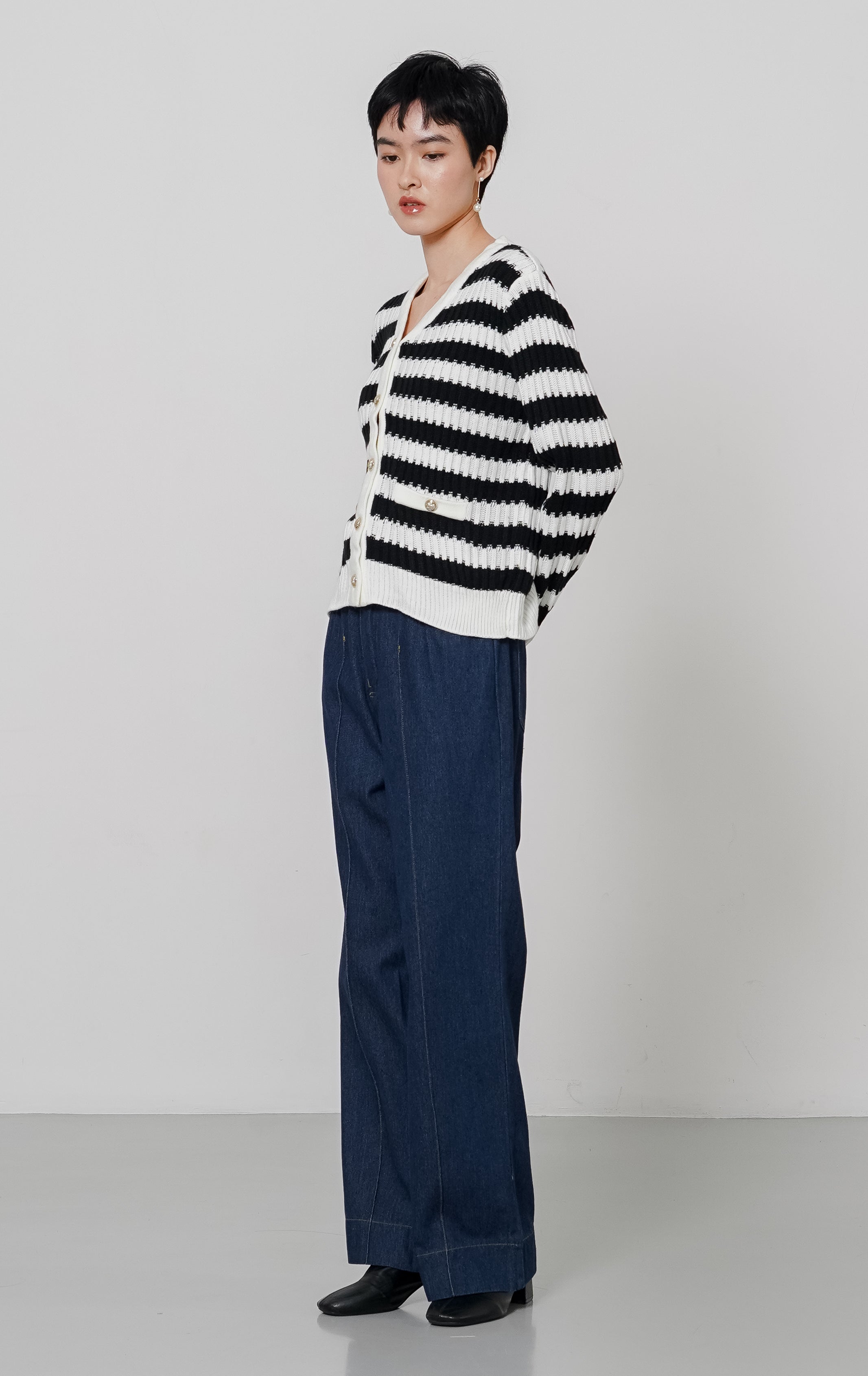 Celina Cardigan Black Striped