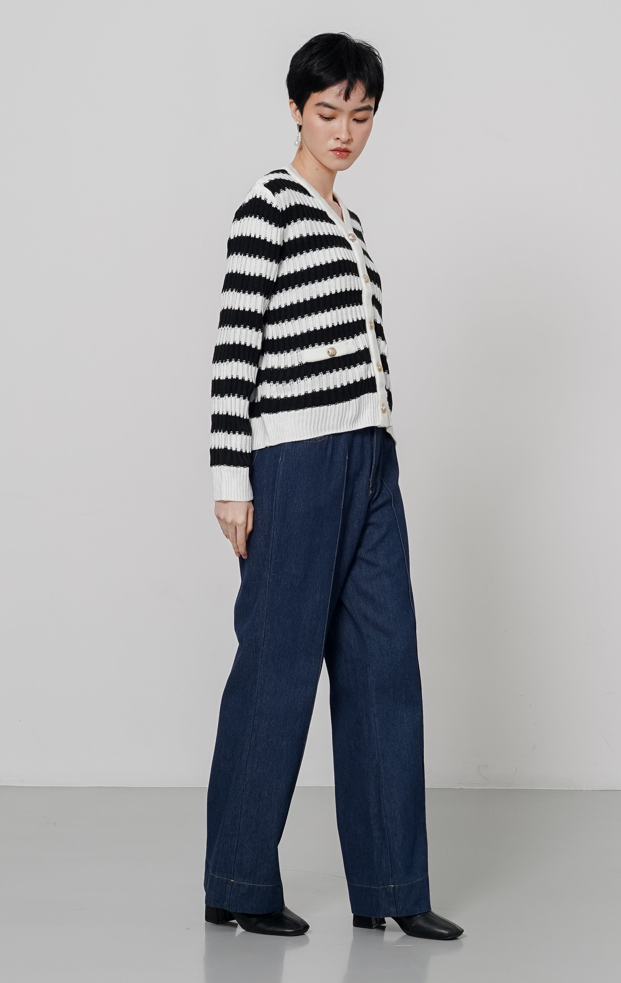 Celina Cardigan Black Striped