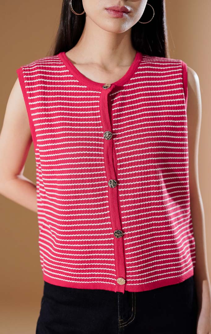 Hariette Vest Red Striped