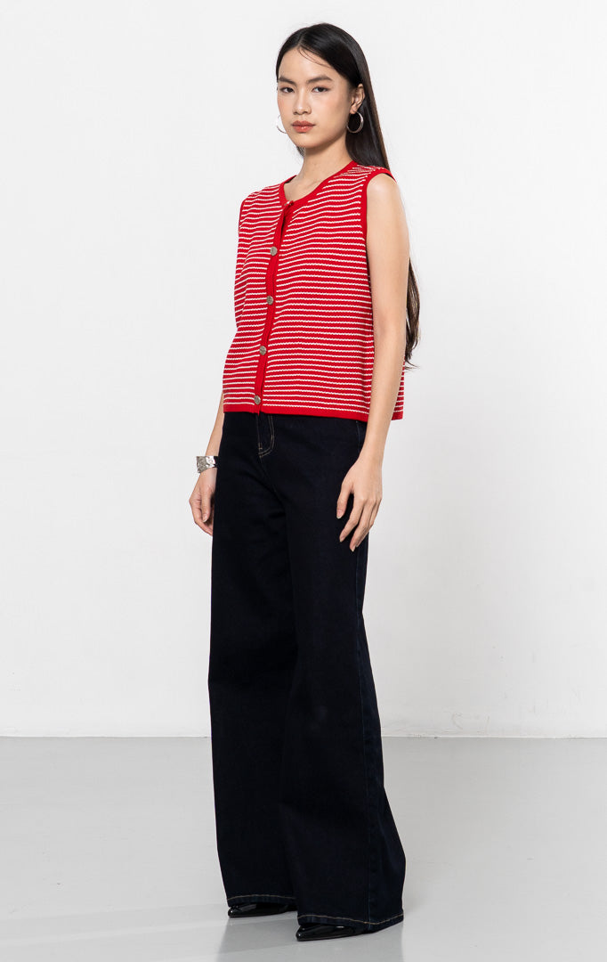 Hariette Vest Red Striped