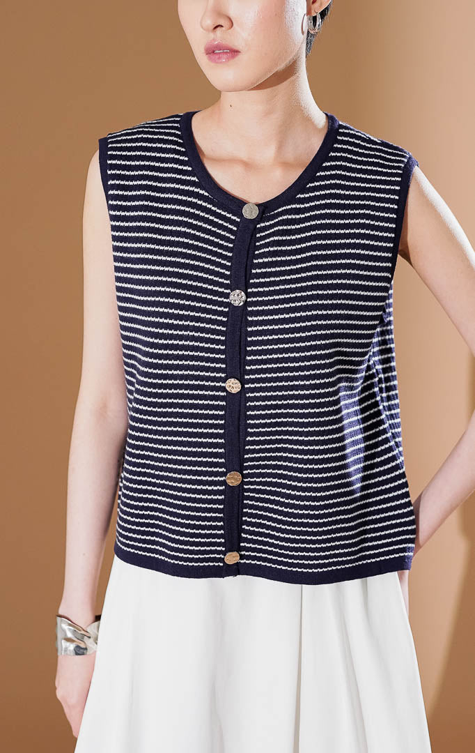 Hariette Vest Navy Striped