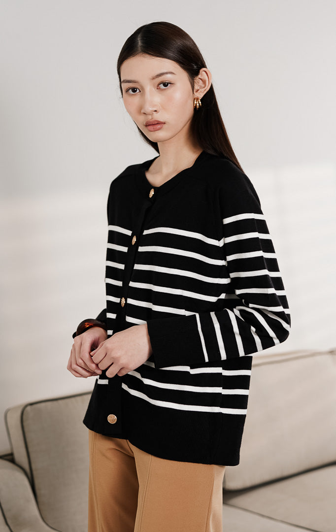 Aurelie Cardigan Black Striped