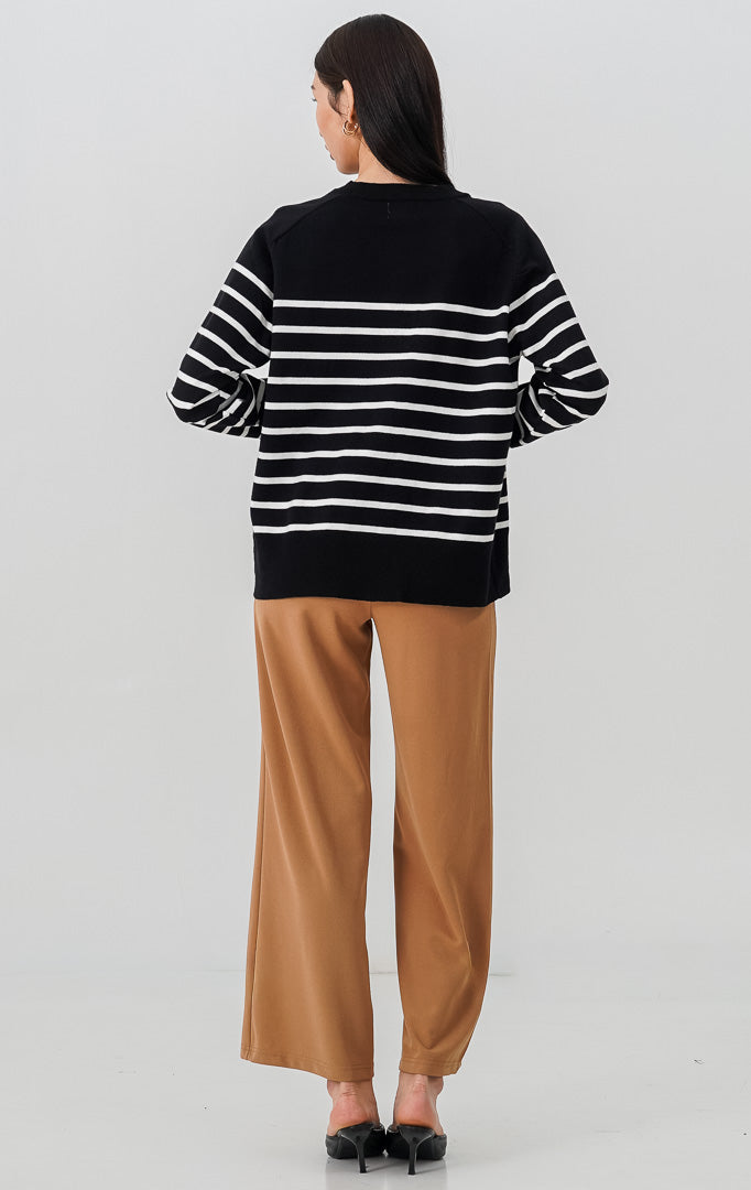 Aurelie Cardigan Black Striped