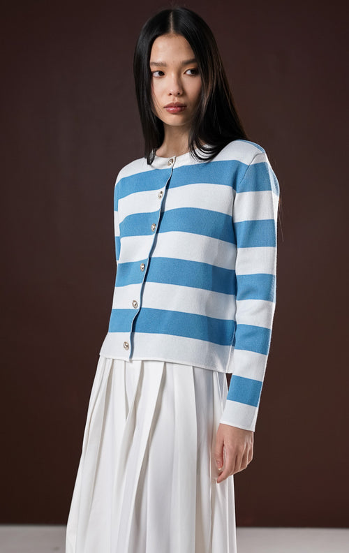 Mia Cardigan Blue Striped