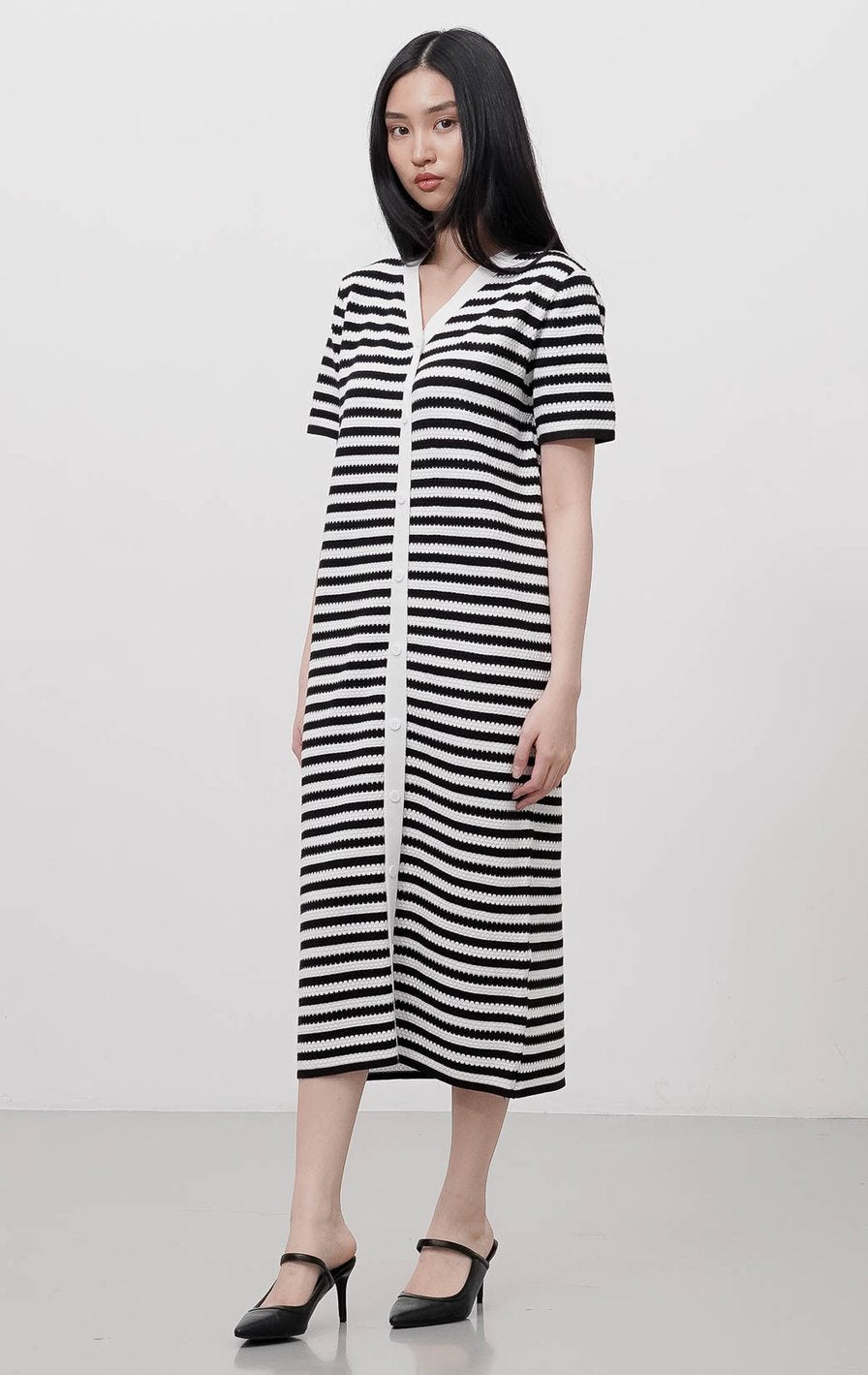Syella Dress Black Striped