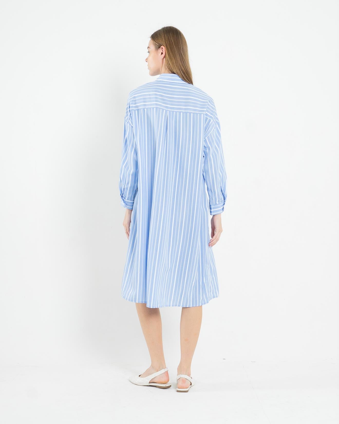 Jenisa Striped Shirt Blue Dress – 786917