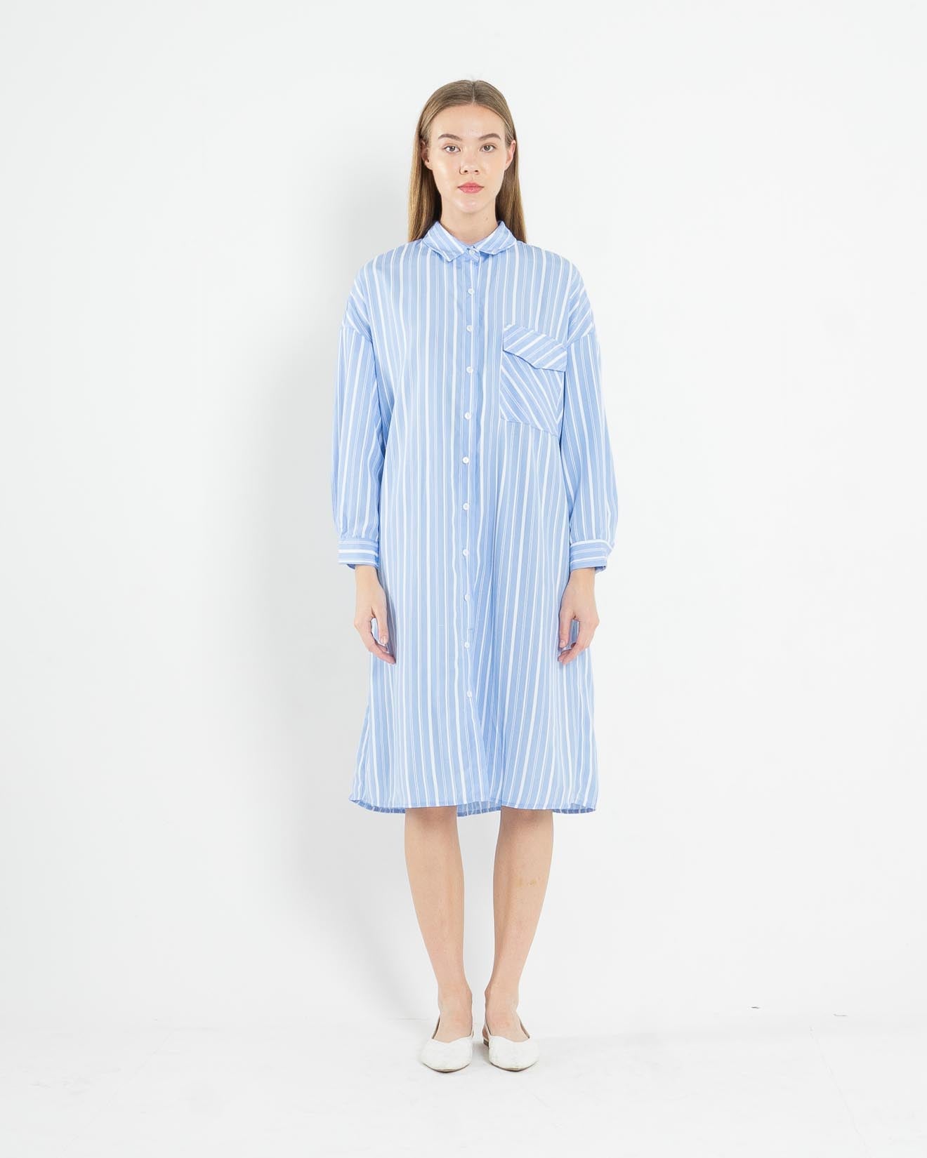 Jenisa Striped Shirt Blue Dress – 786917