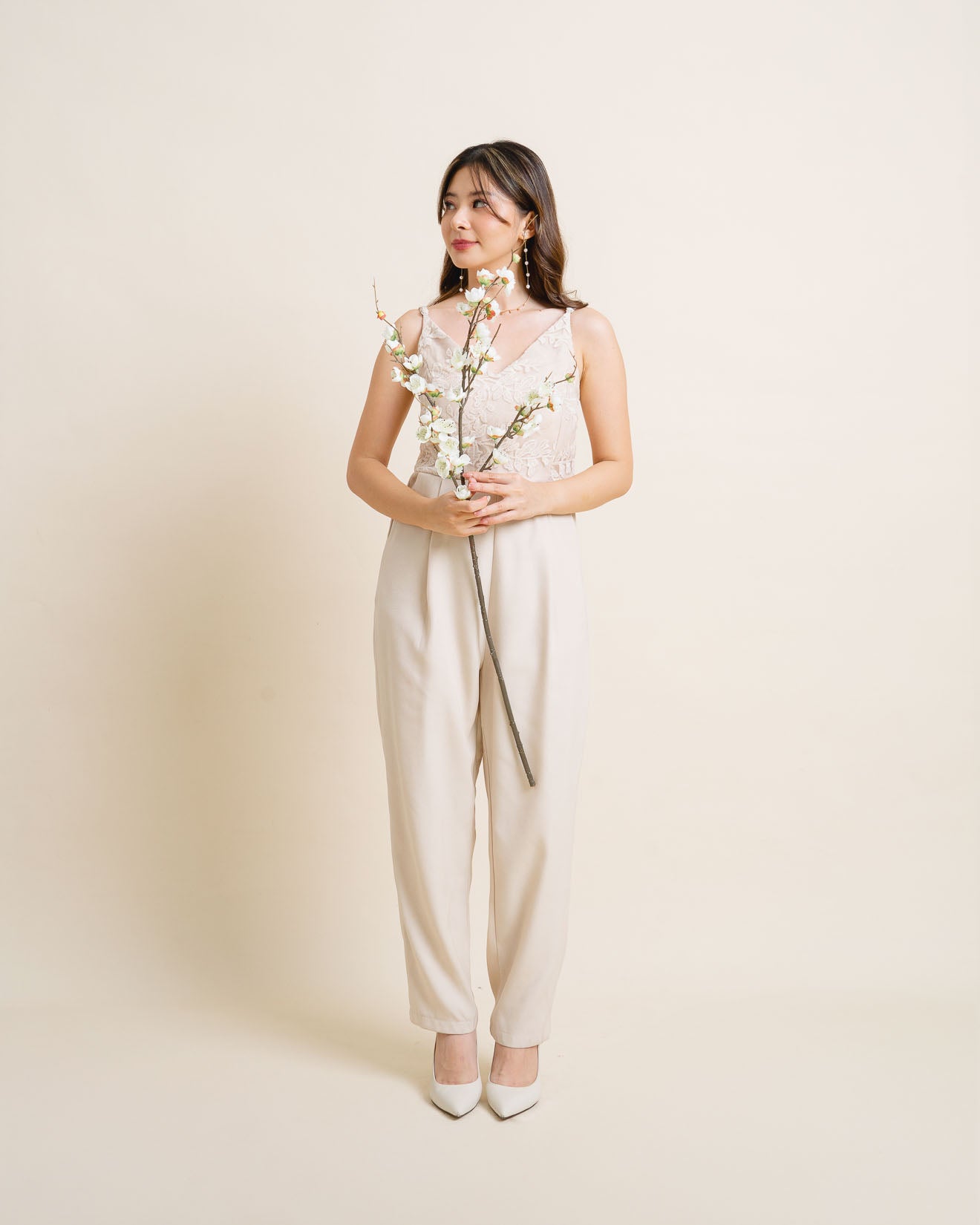 CNY Calendula Embroidery Ivory Jumpsuit – 786931