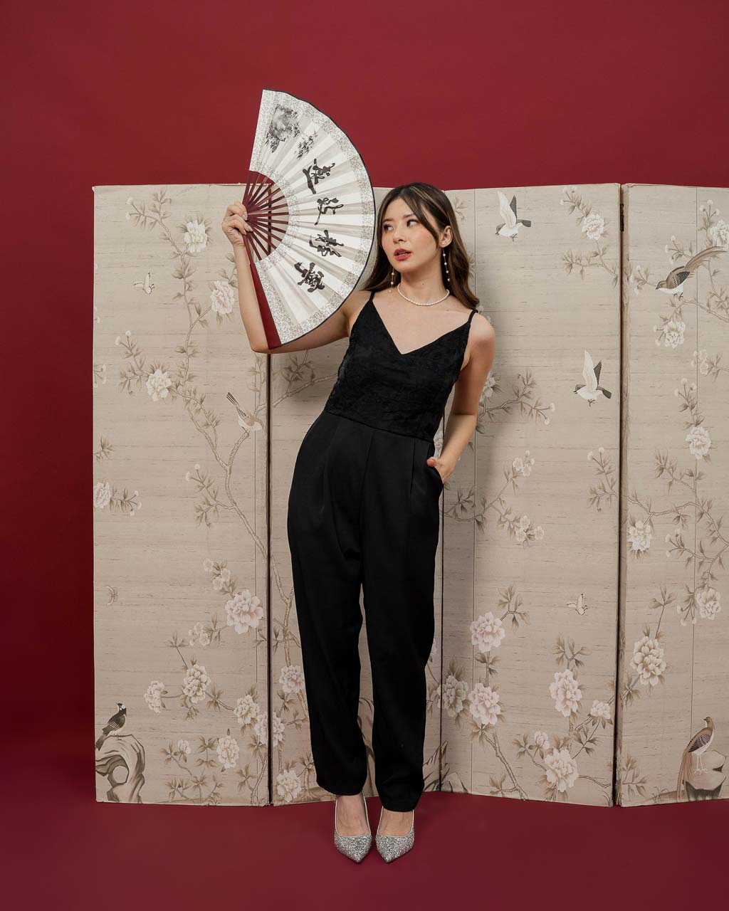 CNY Calendula Embroidery Black Jumpsuit – 786932