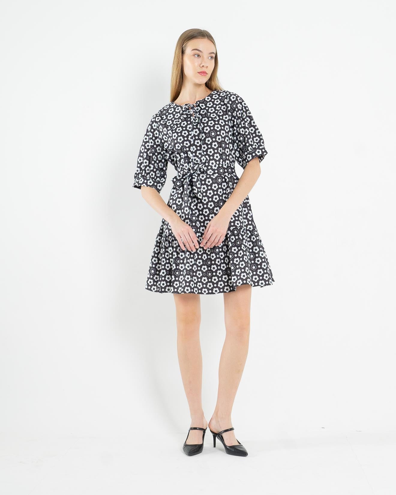 Jessy Printed Flower Black Dress – 786942
