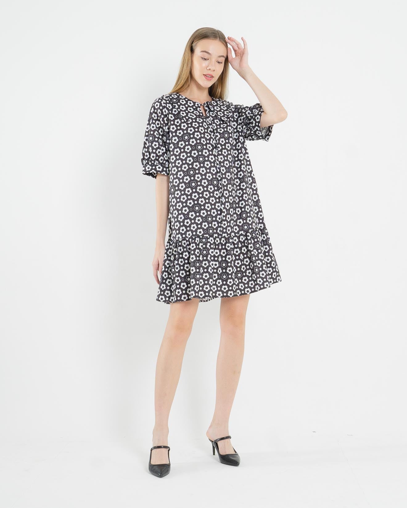 Jessy Printed Flower Black Dress – 786942