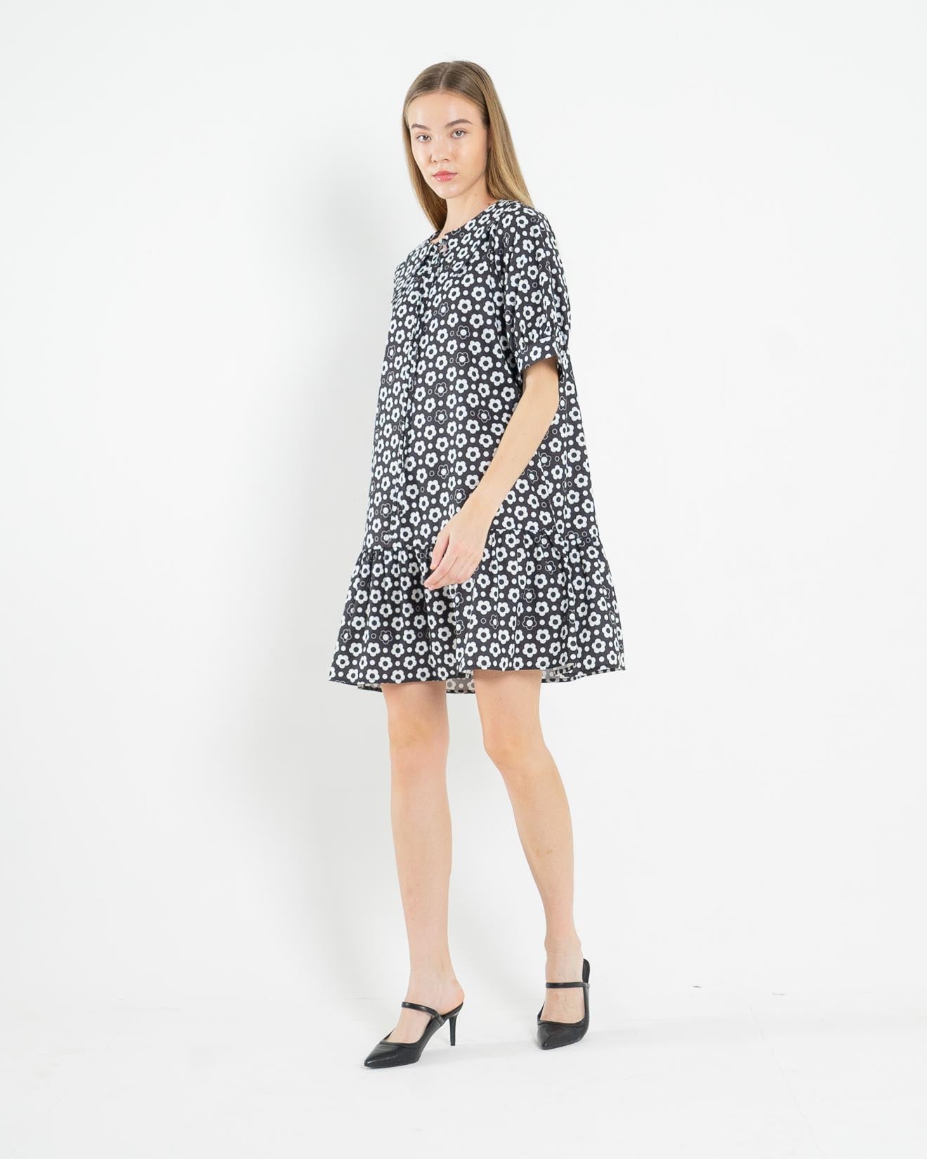 Jessy Printed Flower Black Dress – 786942