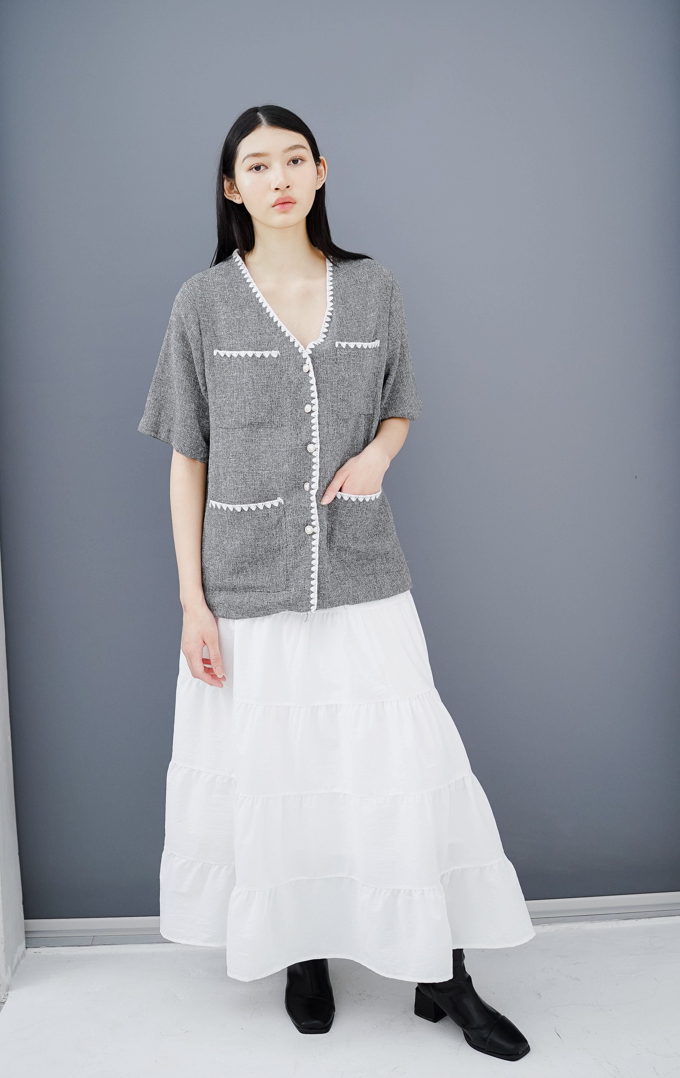 Clea Top Grey