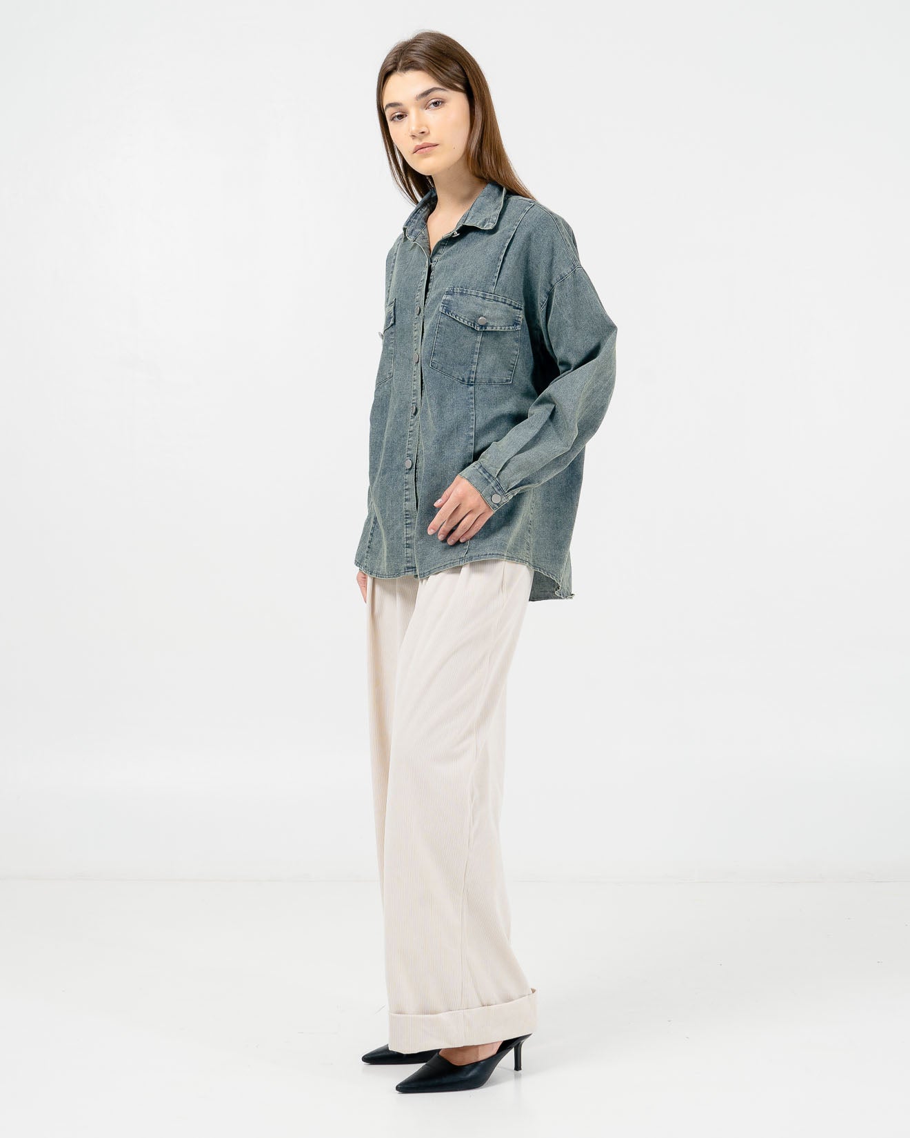 keshi Light Denim Shirt – Baju Atasan Denim Wanita