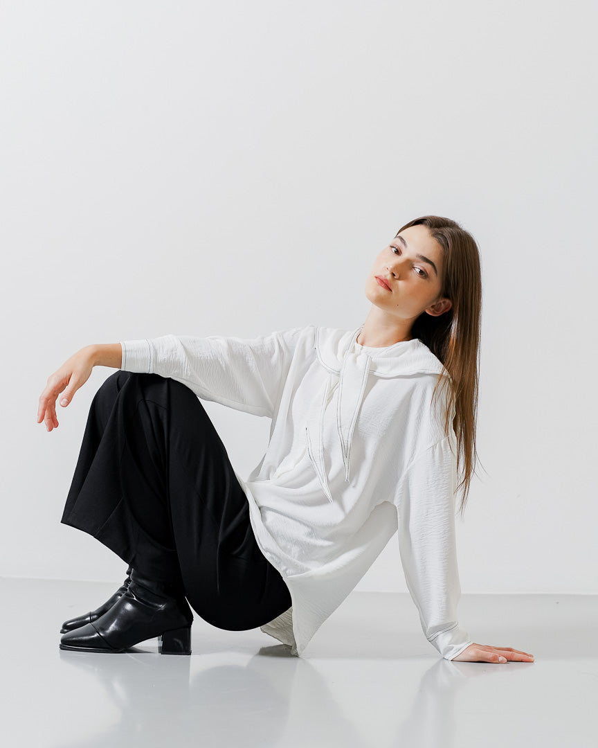 Elaine Collar White Blouse – Baju Atasan Wanita Lengan Panjang
