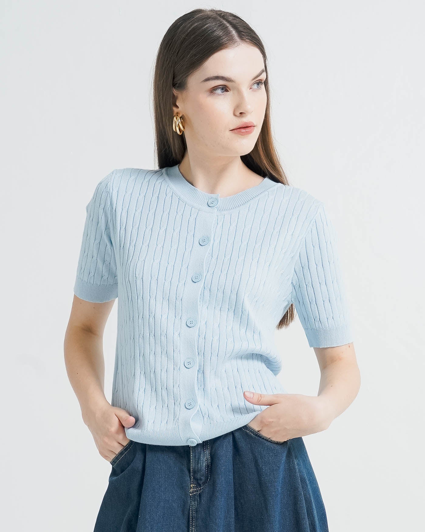 Juventia Knit Blue Top – Baju Atasan Rajut Wanita