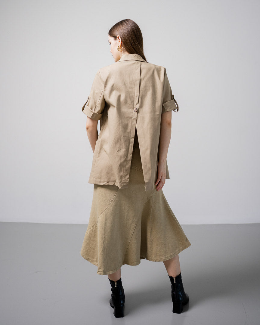Aylan Linen Blazer Brown Top – Baju Atasan Outer Wanita Kekinian