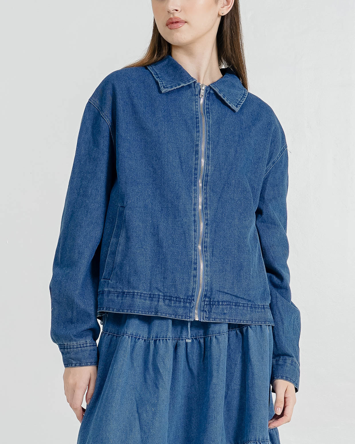 Margot Bomber Dark Denim Jacket – Outer Jacket Wanita Kekinian
