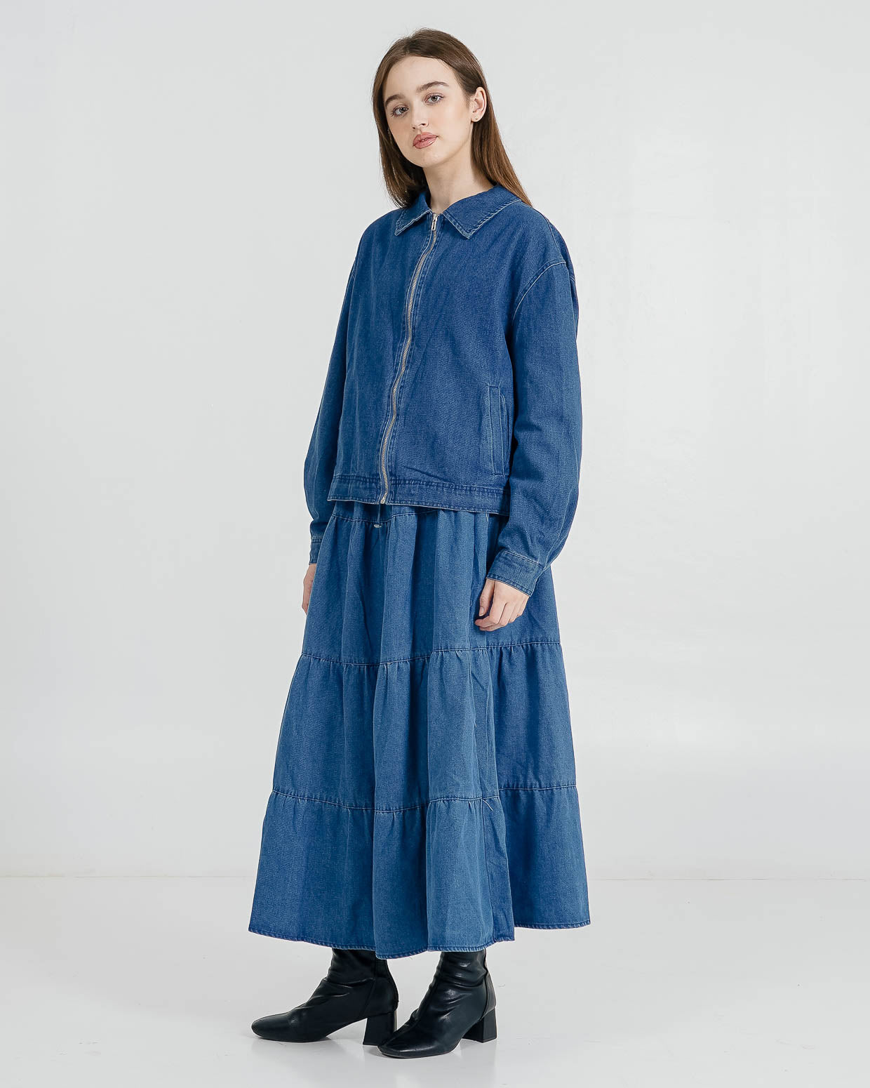 Margot Bomber Dark Denim Jacket – Outer Jacket Wanita Kekinian