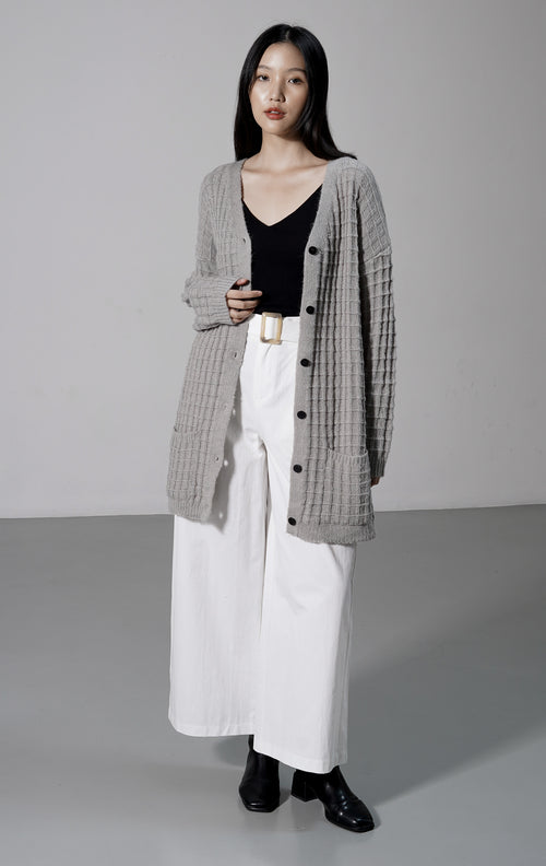 Waffle Cardigan Grey