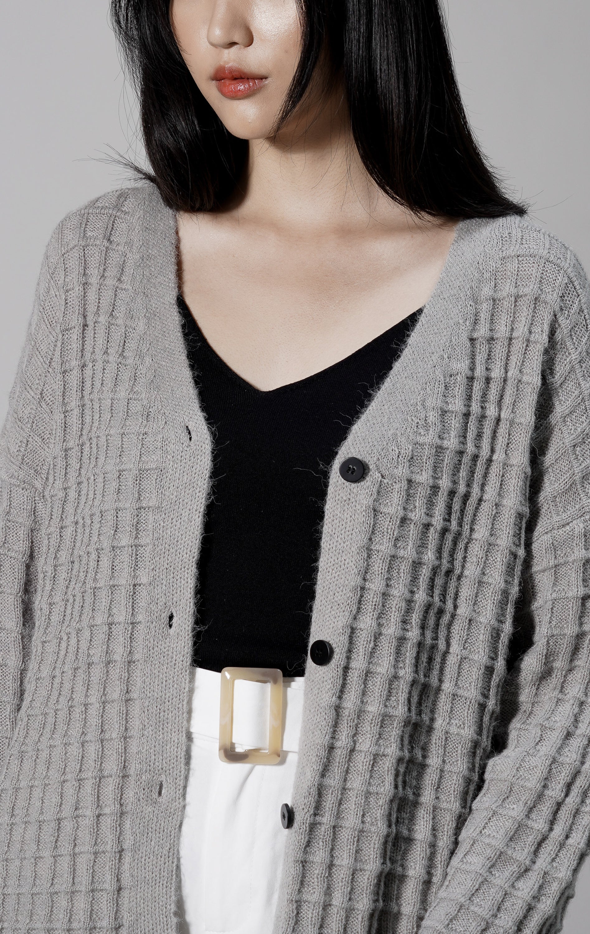 Waffle Cardigan Grey