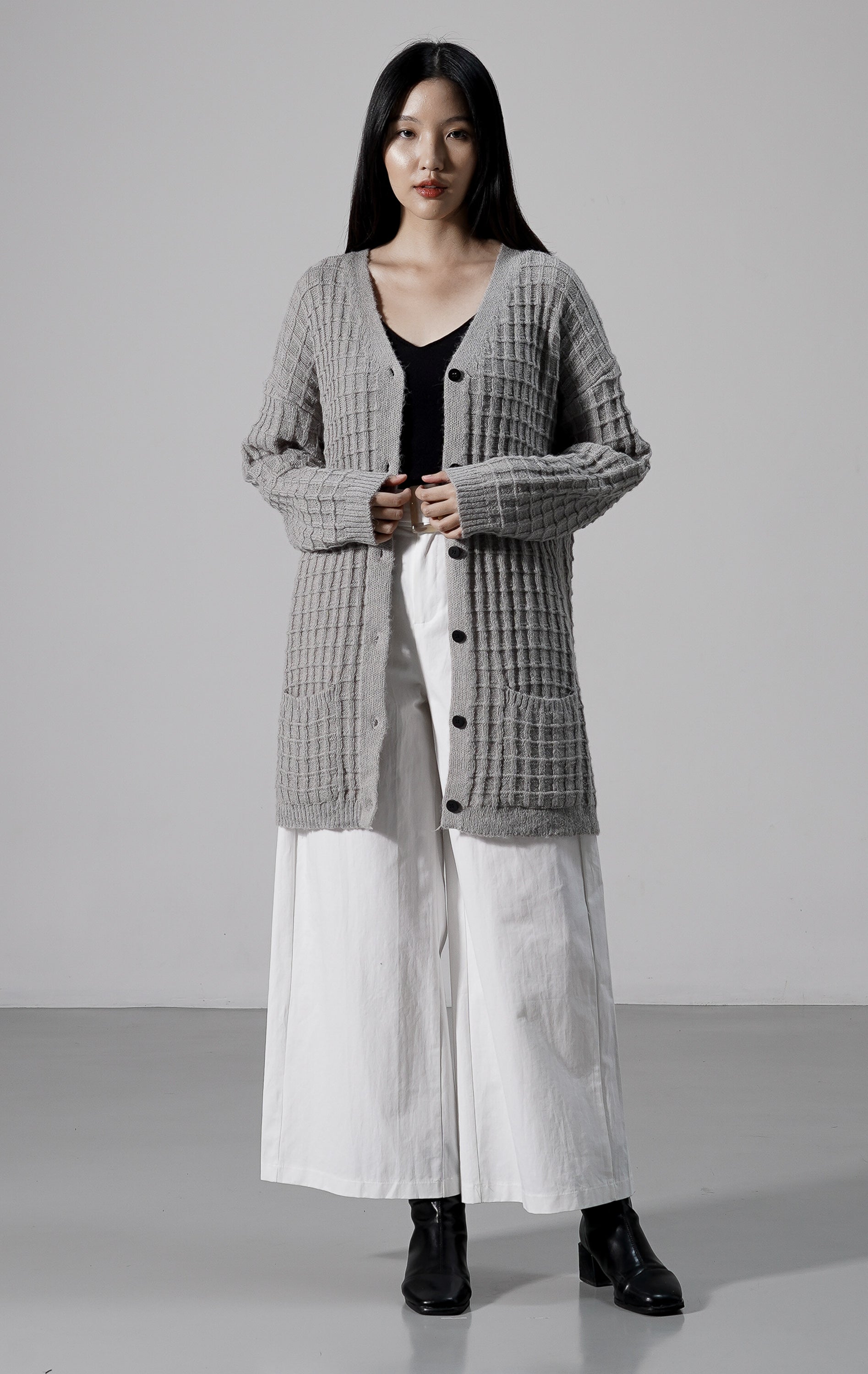 Waffle Cardigan Grey