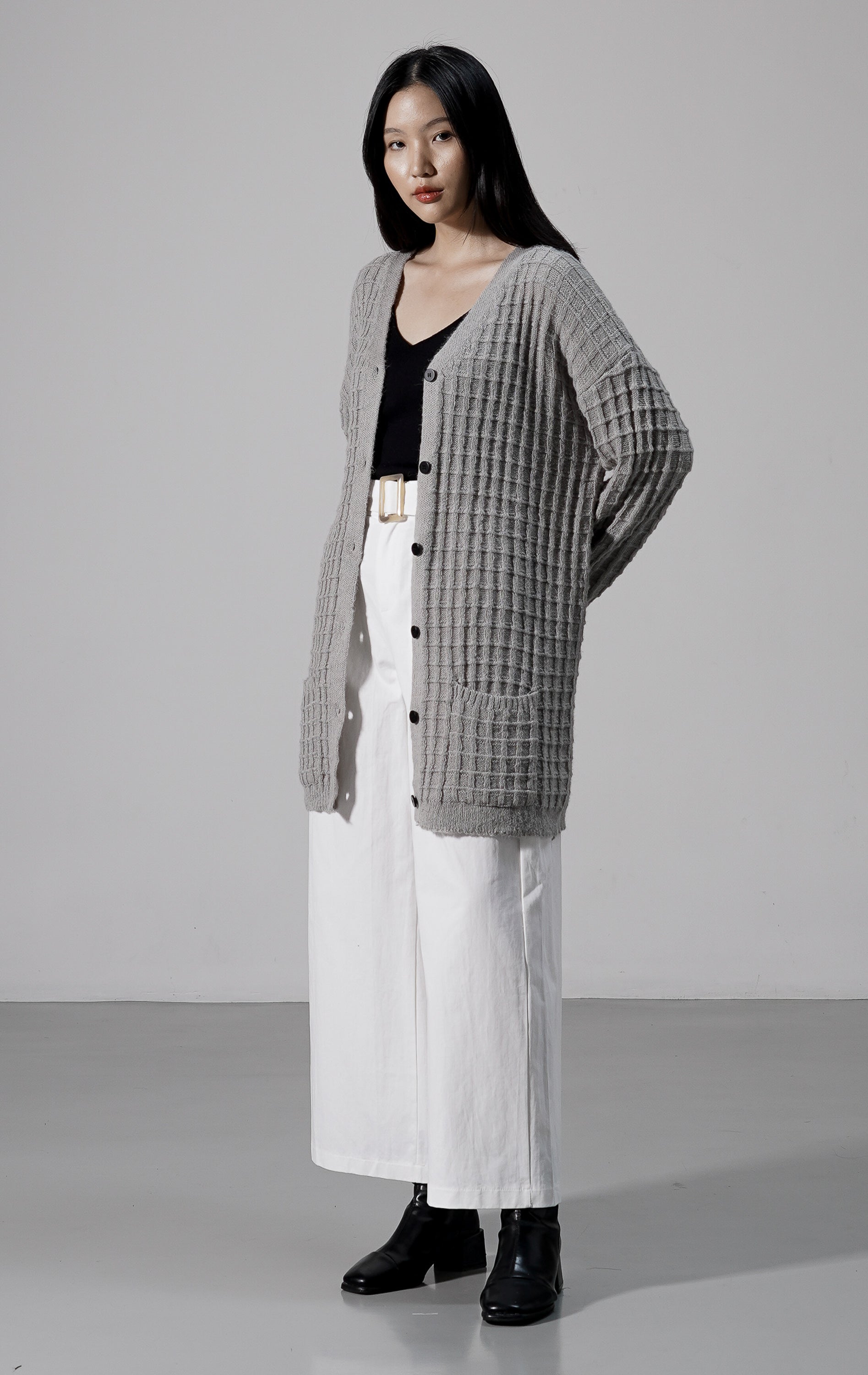 Waffle Cardigan Grey