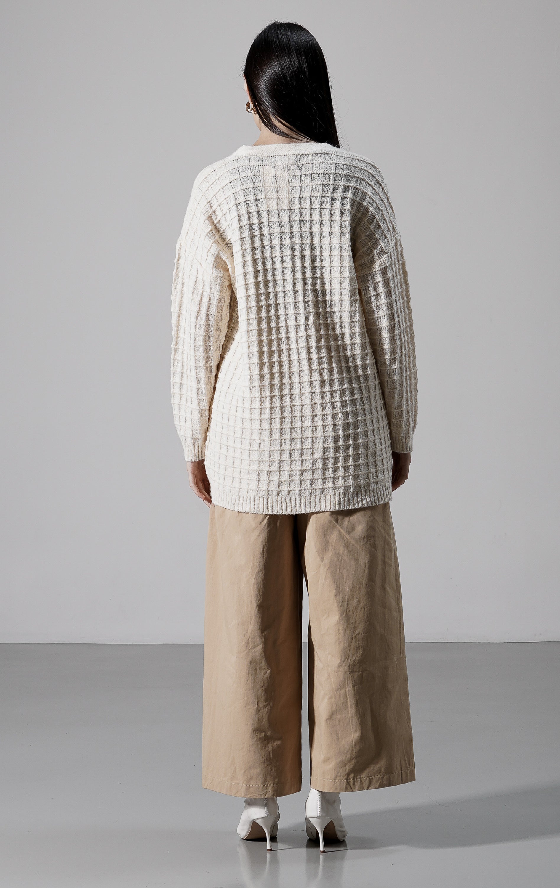 Waffle Cardigan Ivory