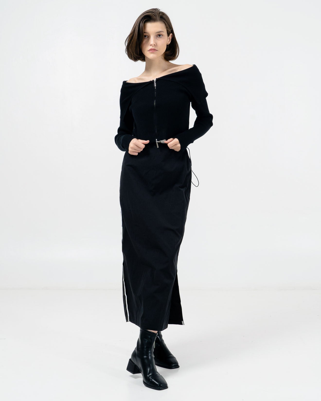 Karen Zipper Knit Black Top – Baju Atasan Wanita Kekinian