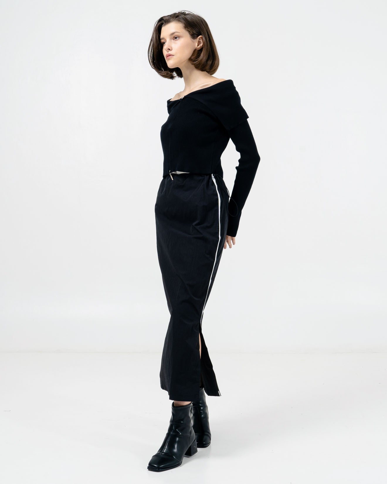 Karen Zipper Knit Black Top – Baju Atasan Wanita Kekinian