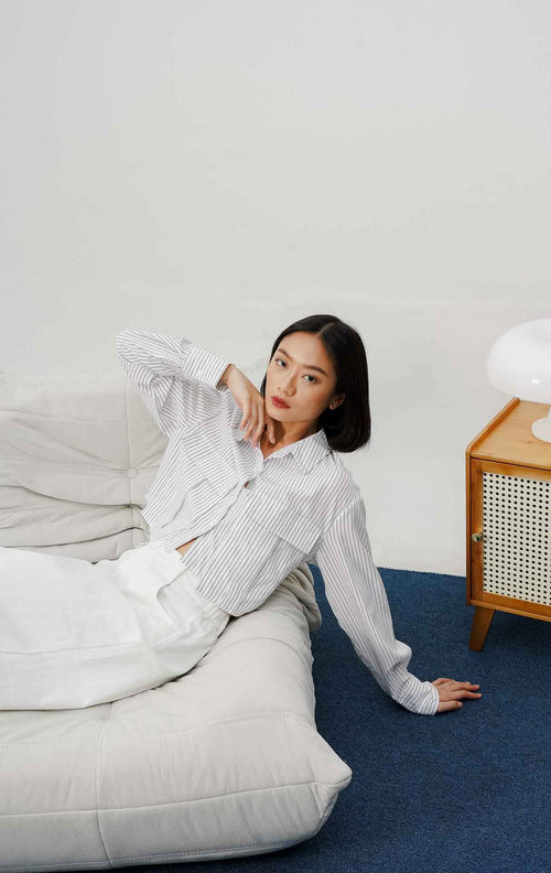 Calire Top White Striped