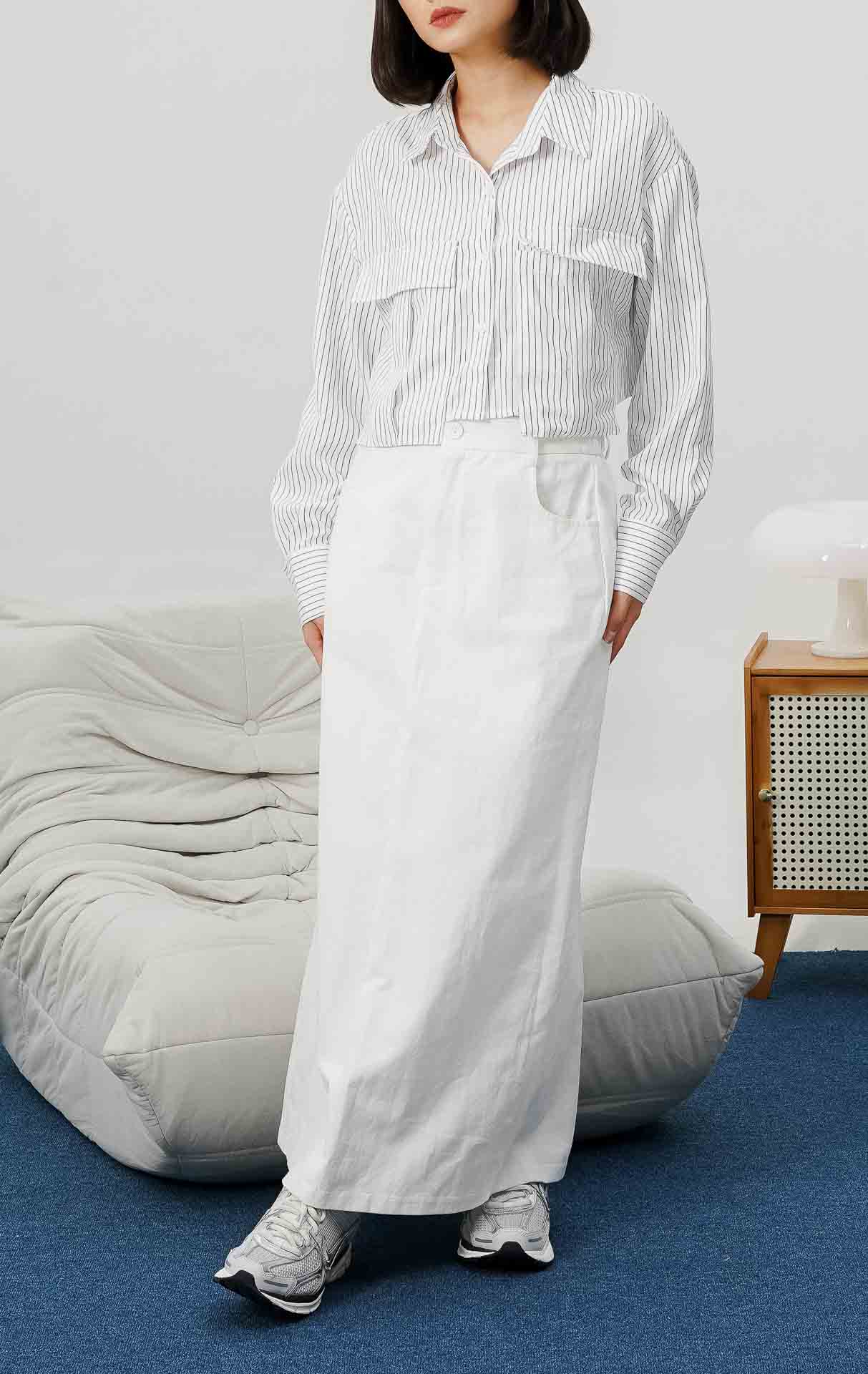 Calire Top White Striped