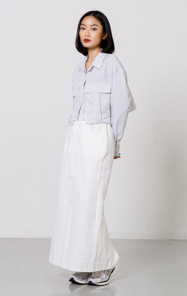 Calire Top White Striped