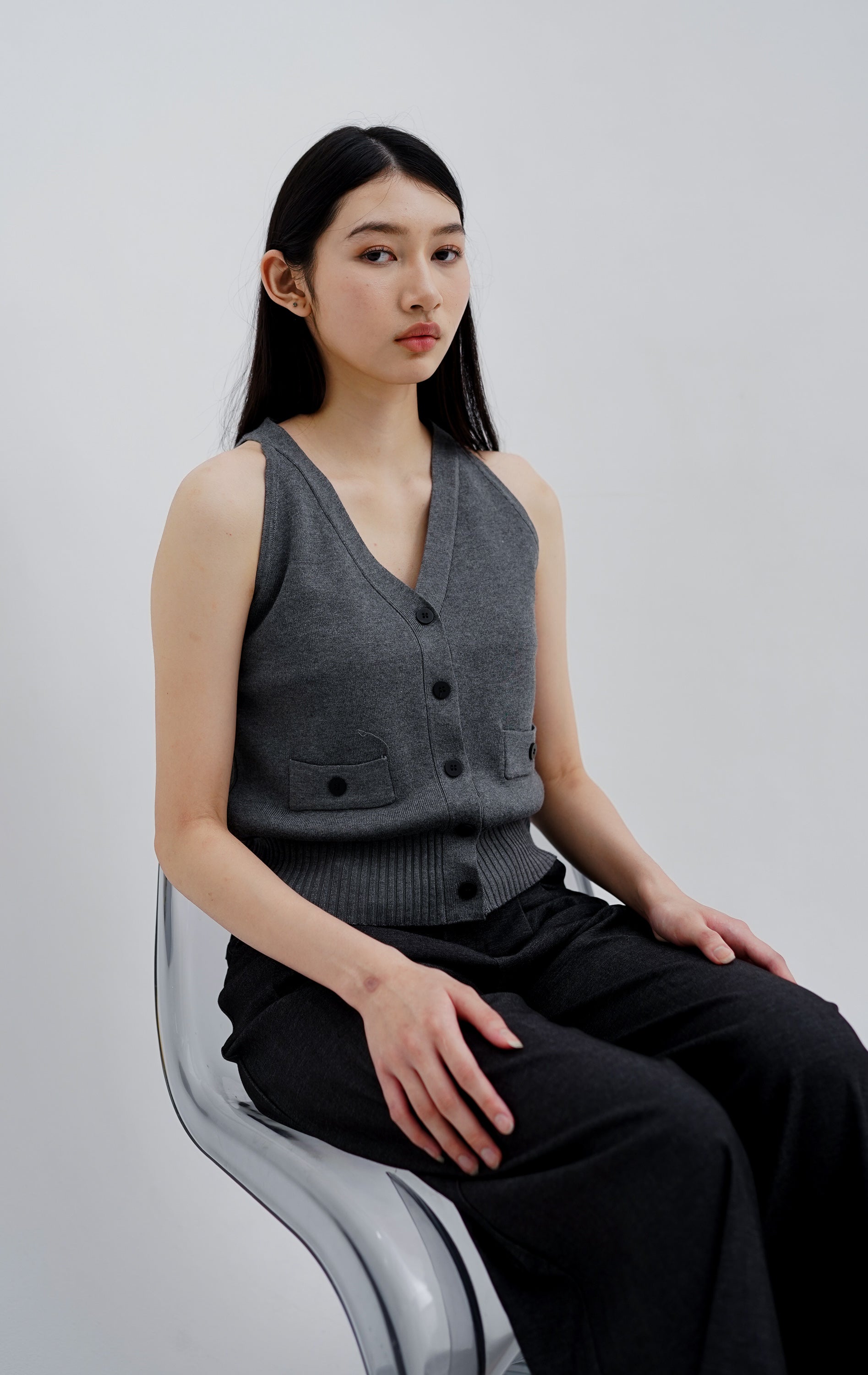 Hafwen Knit Vest Grey