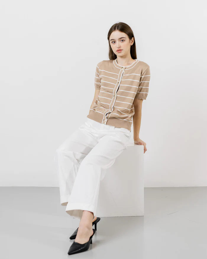 Olave Striped Top Brown