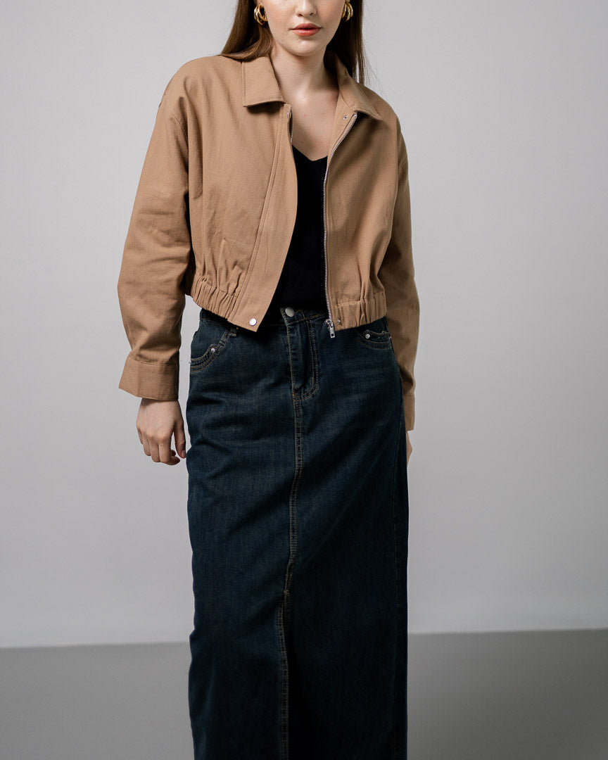 Aliando Bomber Brown Outer – Atasan Wanita Outer Jacket Lengan Panjang