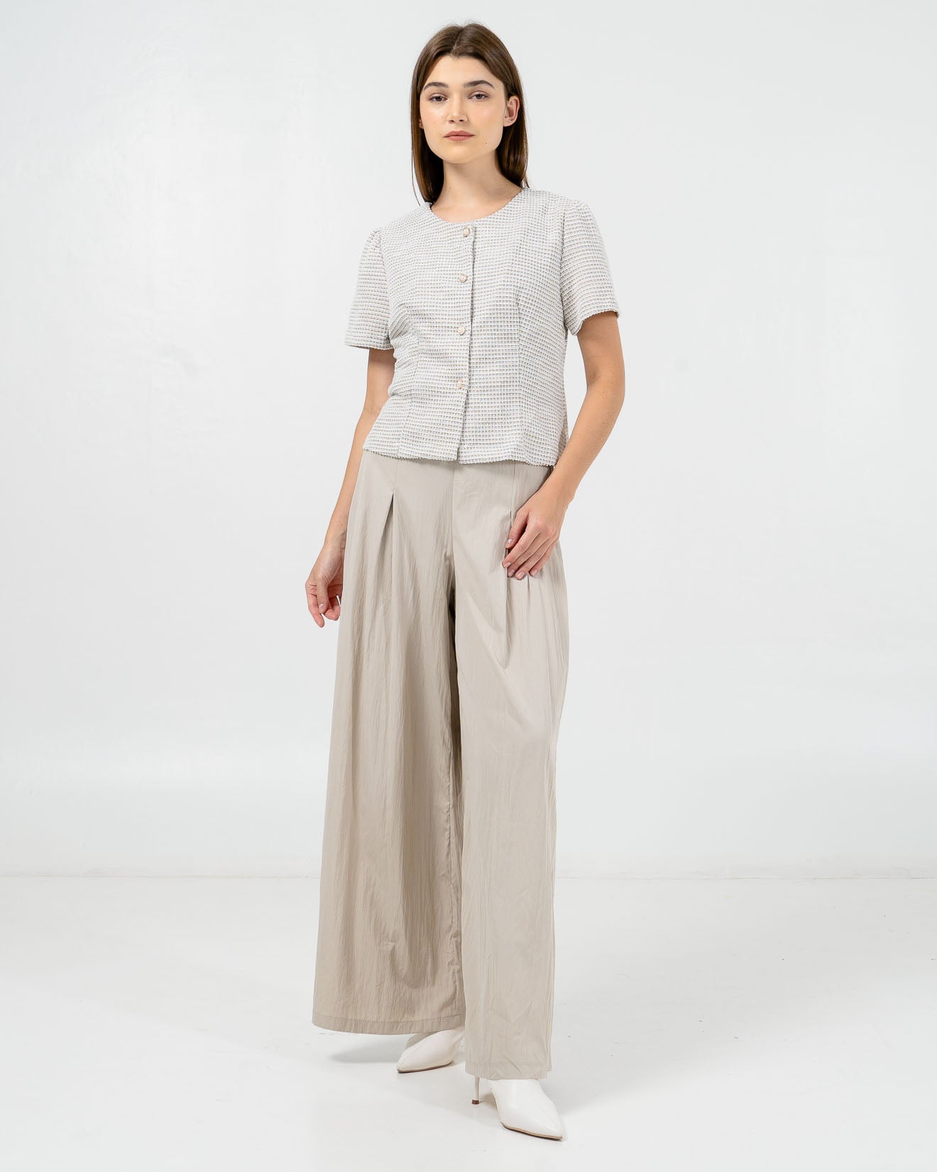 Madalyn Tweed Crop Brown Top – Baju Atasan Wanita Kekinian