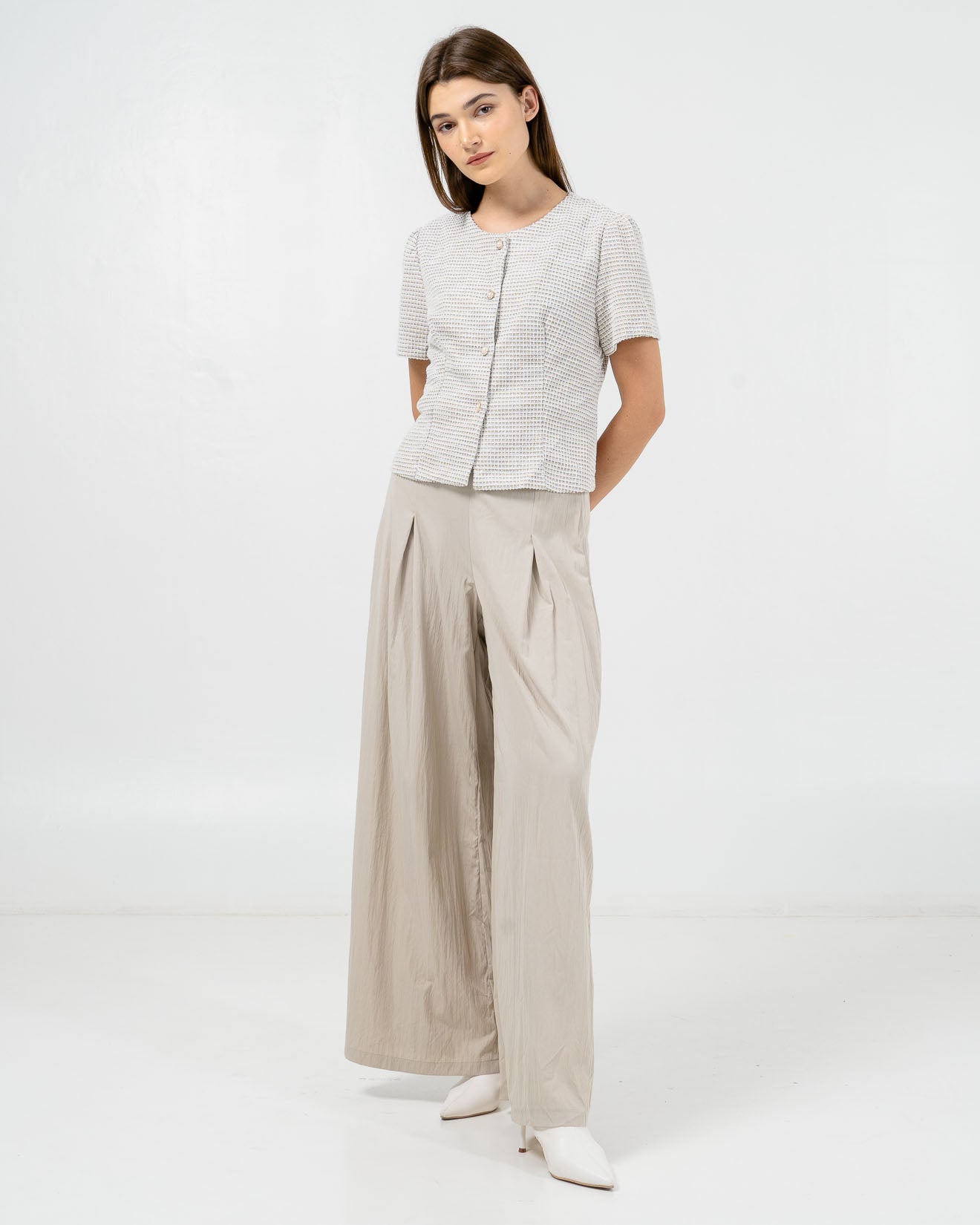 Madalyn Tweed Crop Brown Top – Baju Atasan Wanita Kekinian